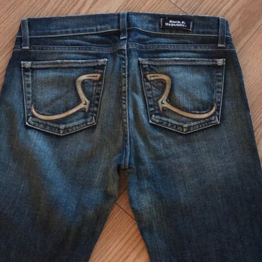 Ladies dark wash rock and republic denim